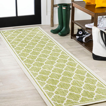 Trebol Moroccan Trellis Textured Weave Indoor/outdoor Runner Rug